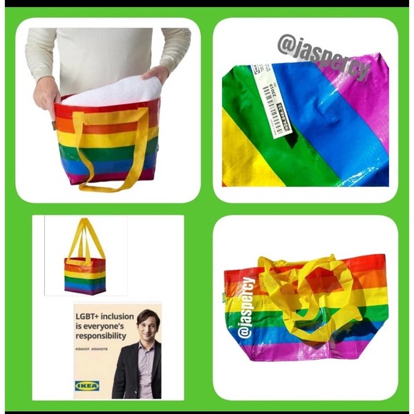 IKEA - Storstomma Combo Color Block Rainbow Bags Tote Support LGBTQ Gay Pride - Picture 3 of 16